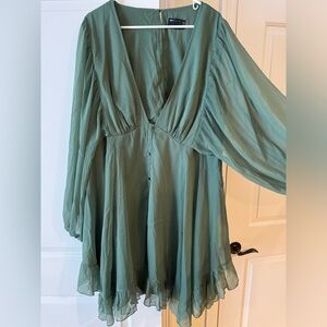 Green flowy dress with open back